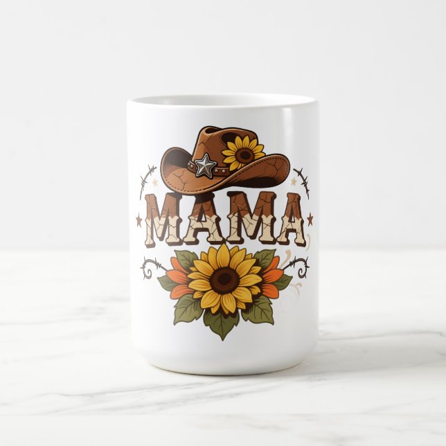 Western Mama Sunflower Cowgirl Design Coffee Mug (Center)
