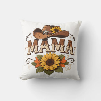 Western Mama Sunflower Cowgirl Design Throw Pillow