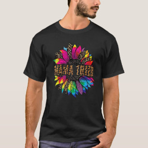 Western Mama Tried Sunflower Leopard Serape Tie Dy T-Shirt