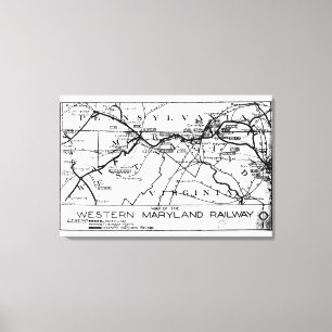 Western Maryland Railway 1920 Map Canvas Print