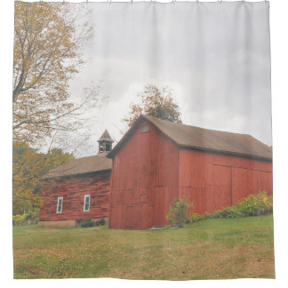 Western Mass Big Red Barn in Autumn Shower Curtain