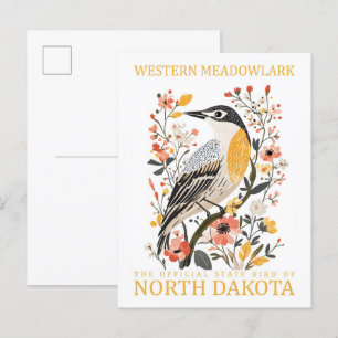 Western Meadowlark Bird of North Dakota USA Postcard