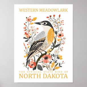 Western Meadowlark Bird of North Dakota USA Poster