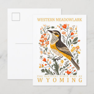 Western Meadowlark Bird of Wyoming Travel Postcard