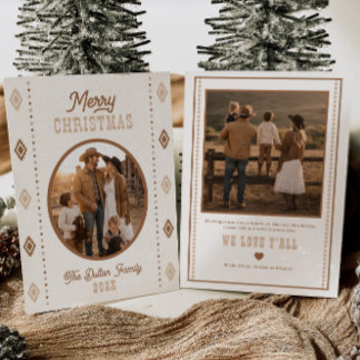 Western Merry Christmas Family Photo Card 