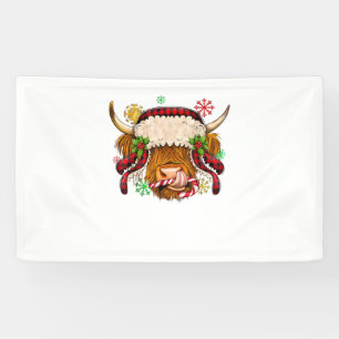 Western Merry Christmas Highland Cow Xmas Farm Ani Banner