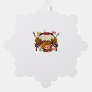 Western Merry Christmas Highland Cow Xmas Farm Ani Ornament Card