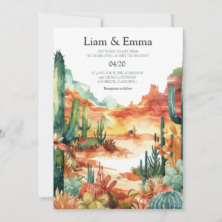 Western Mexican Cactus Desert Wedding Invitation