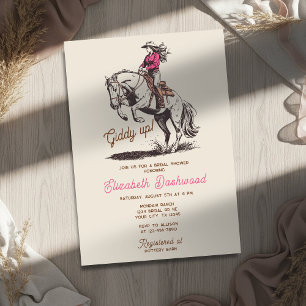 Western Modern Cowgirl Bucking Horse Bridal Shower Invitation