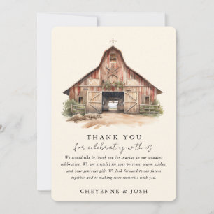 Western Modern Rustic Wedding Photo Thank You  Card