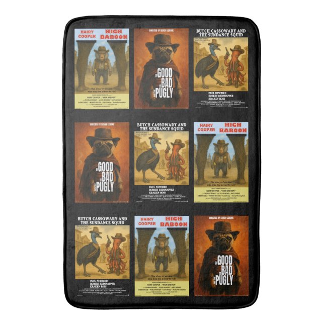 Western Movie Poster Parody Bath Mat (Front Vertical)