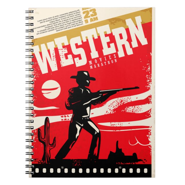 Western movies marathon retro poster design layout notebook (Front)