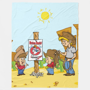 Western Mutton Bustin Cowboy And Cowgirl Fleece Blanket
