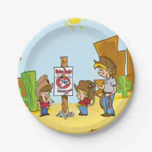 Western Mutton Bustin Cowboy Cowgirl Kids Party Paper Plate
