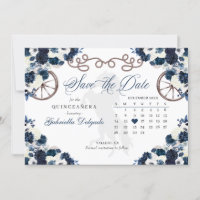 Western Navy Blue Charro Quinceañera Save The Date