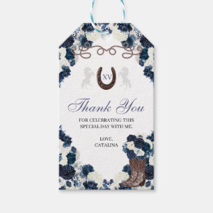 Western Navy Blue Ranchero Quinceanera Gift Tags