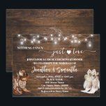 Western Nothing Fancy Just Love Casual Wedding Invitation<br><div class="desc">Western Country Boots Nothing Fancy Just Love Casual Wedding Invite. Change text to the design. For additional changes (font colour,  font style,  background colour),  click on personalize,  scroll down,  and click on the link "Edit using Design Tool". ** Check collection for other similar designs</div>