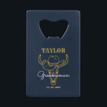 Western Old Frontier Cowboy Personalized Groomsmen Credit Card Bottle Opener<br><div class="desc">Personalized gifts for groomsmen with old western cowboy theme. Decorated with cowboy hat with vintage western font. Text and background colour are editable using the Design Tool to fit your occasion. Get this customize gift for wedding,  bachelor party,  engagement party or any other special occasions.</div>