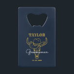 Western Old Frontier Cowboy Personalized Groomsmen Credit Card Bottle Opener<br><div class="desc">Personalized gifts for groomsmen with old western cowboy theme. Decorated with cowboy hat with vintage western font. Text and background colour are editable using the Design Tool to fit your occasion. Get this customize gift for wedding,  bachelor party,  engagement party or any other special occasions.</div>