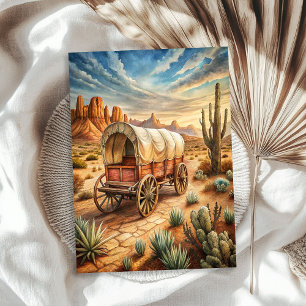 Western old wooden cart in prairie wild west tissue paper