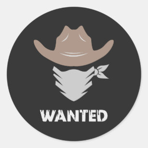Western Outlaw Cowboy Wanted Classic Round Sticker