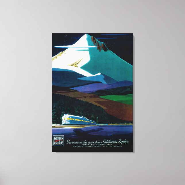 Western Pacific California Zephyr Vintage Poster Canvas Print (Front)