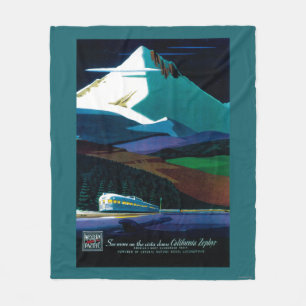 Western Pacific California Zephyr Vintage Poster Fleece Blanket