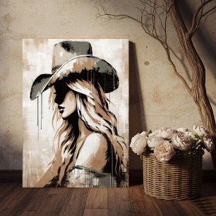 Western Painted Cowgirl Art Print Poster