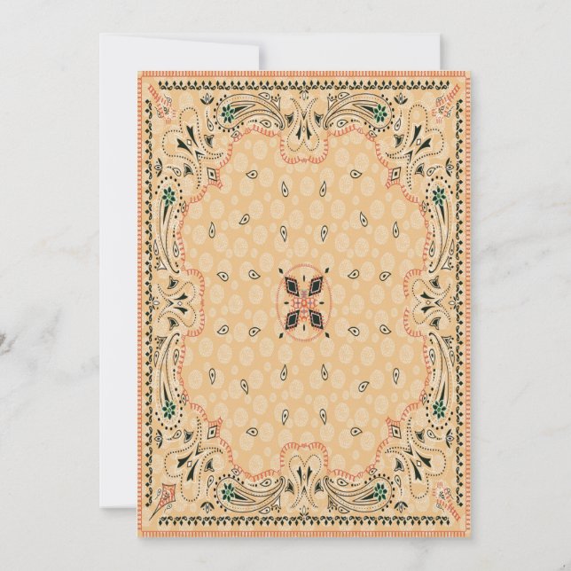 Western Paisley Pattern Wedding Invitation (Back)