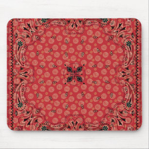 Western Paisley Red Bandana Print Mouse Pad