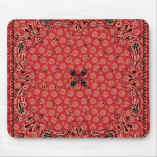 Western Paisley Red Bandana Print  Mouse Pad