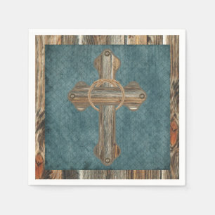 Western Party Barnwood Cross With Ropes Napkins