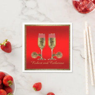 Western Party Champagne And Spurs Custom Names RED Napkin