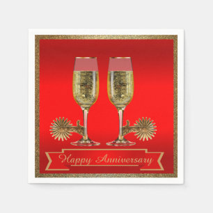 Western Party Champagne And Spurs Custom Text RED Napkin