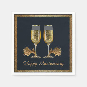 Western Party Champagne And Spurs Happy Anniversar Napkin