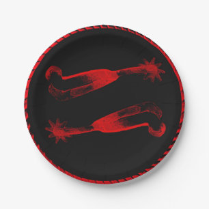 Western Party Cowboy Spurs Paper Plates