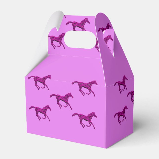Western Party Favour Or Gift Box Purple Horses (Front Side)