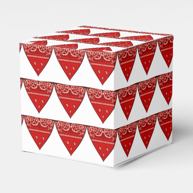 Western  Party Favour Or Gift Box Red Bandana (Front Side)