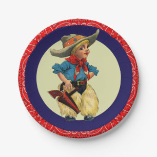 Western Party Little Cowboy Wooley Chaps Bandana Paper Plate