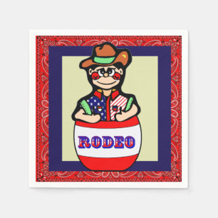 Western Party Rodeo Clown And Barrel Napkin