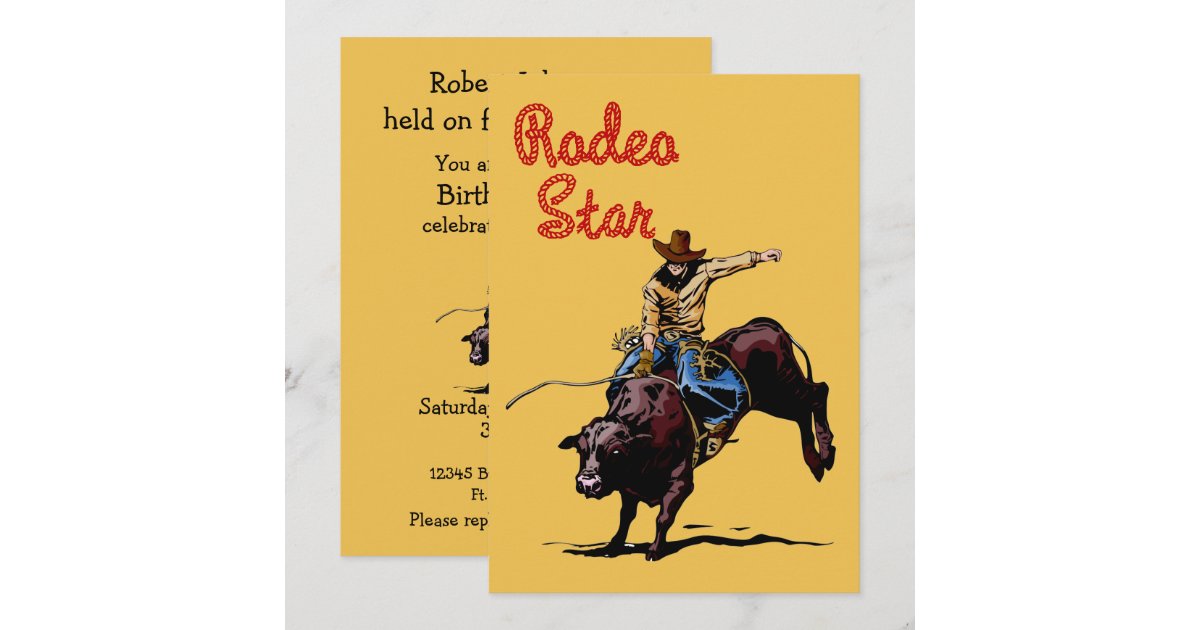 Bull Rider Invitation Western Party Rodeo Cowboy Bull Rider Invitation | Zazzle