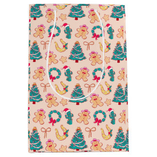 Western Pastel Cowboy Christmas Gift  Medium Gift Bag
