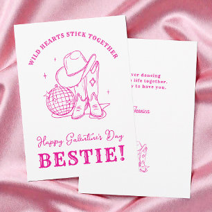 Western Pink Bff Script Happy Galentine's Day Holiday Card