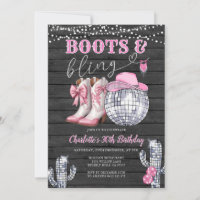 Western Pink Boots & Bling Cowgirl Cactus Birthday