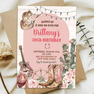 Western Pink Boots Cowgirl Birthday Party Invitation