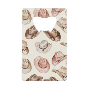 Western Pink Brown Cowgirl Hats Cactus Credit Card Bottle Opener