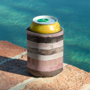 Western Pink Brown Cowgirl Stripes Can Cooler