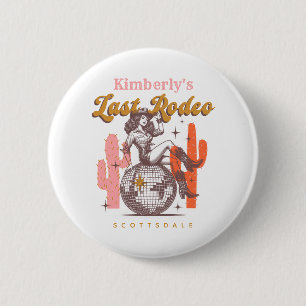 Western Pink Cowgirl Last Rodeo Bachelorette Party 2 Inch Round Button