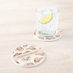 Western Pink Cream Cowgirl Hats Howdy Coaster