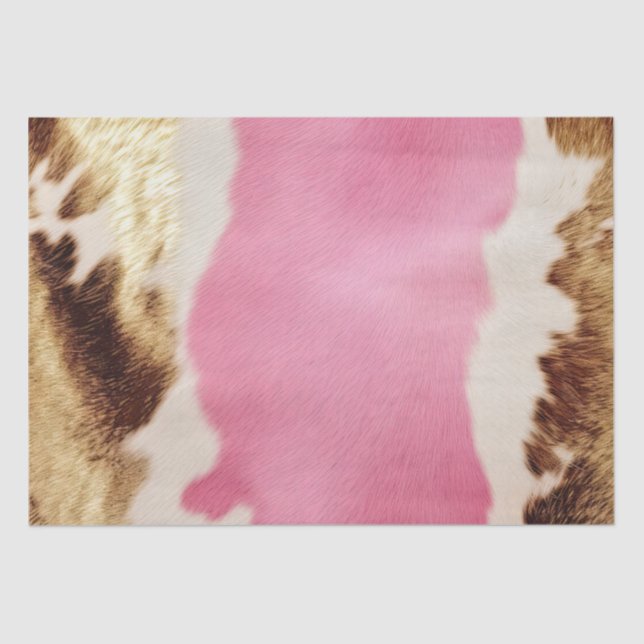 Western Pink Cream Gold Cowgirl Cowhide Tissue Paper (Front)